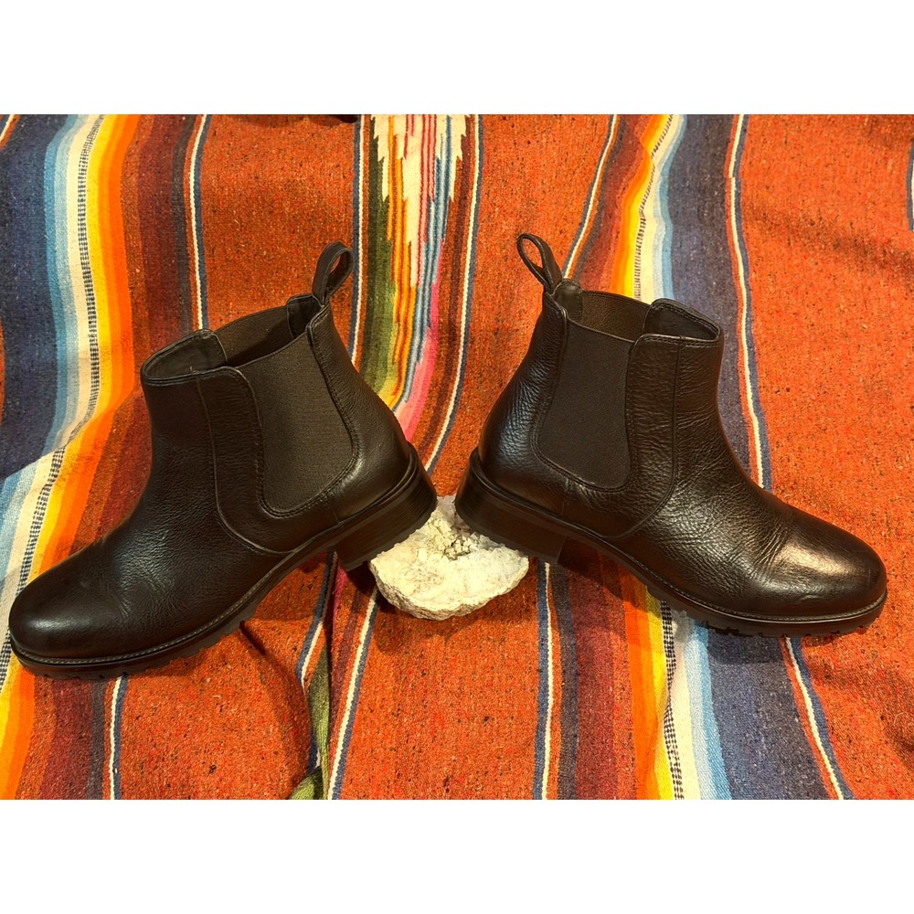 Duluth SZ 9.5 W Women Lifetime Leather Black Slip On Ankle Chelsea Boots Lug Sol
